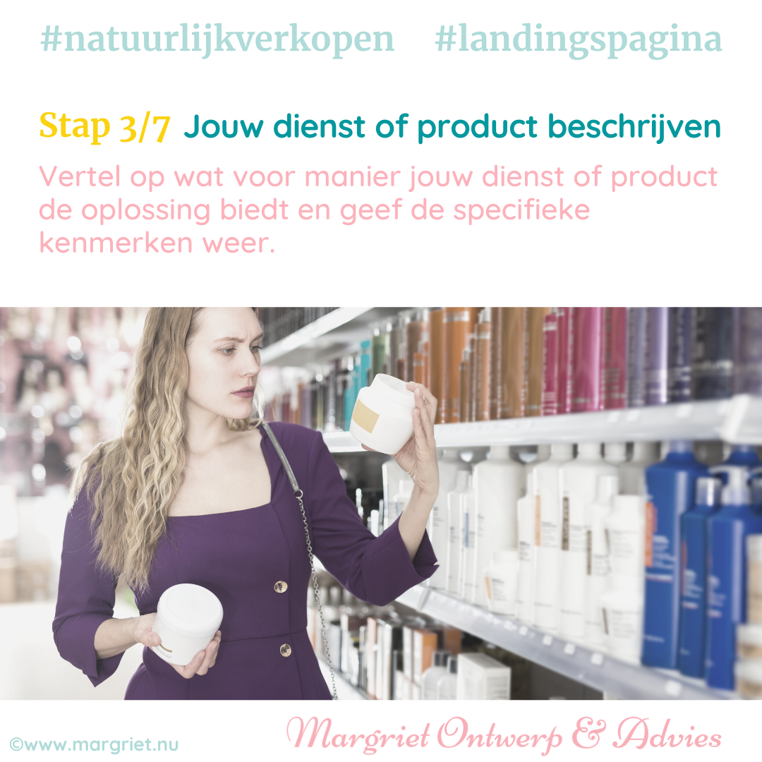 Landingspagina online etiket product dienst